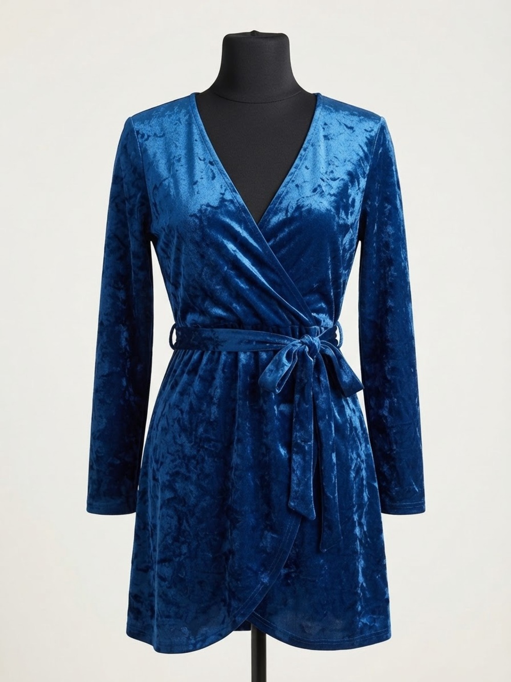 Bar III Royal Blue Velvet Wrap Robe with Self Tie